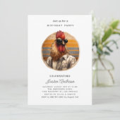 Invitation d'anniversaire aux fleurs roses (Debout devant)