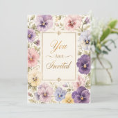 Invitation d'anniversaire aux florales de pensée m (Debout devant)