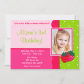 Invitation d'anniversaire aux fraises (Devant)