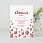 Invitation d'anniversaire aux fraises (Debout devant)