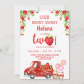 Invitation d'anniversaire aux fraises de baies suc (Devant)