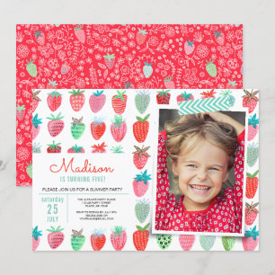 Invitation d'anniversaire aux fraises Fête Berry S