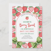 Invitation d'anniversaire aux fraises pour les 7 a (Devant)