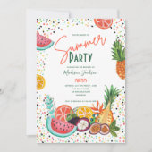 Invitation d'anniversaire aux fruits d'été Pastèqu (Devant)