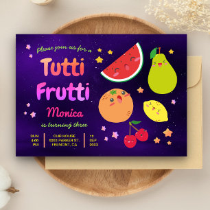 Invitation d'anniversaire aux fruits mignons Kawai