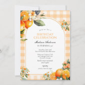 Invitation d'anniversaire aux fruits orange (Devant)