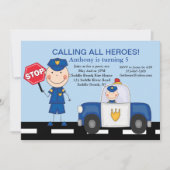 Invitation d'anniversaire aux héros des policiers (Devant)