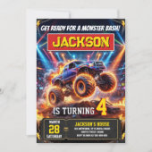 Invitation d'anniversaire aux roues de Monster Tru (Devant)