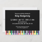 Invitation d'anniversaire aux touches de piano arc (Dos)