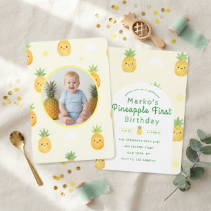 Invitation d'anniversaire avec ananas pour le prem