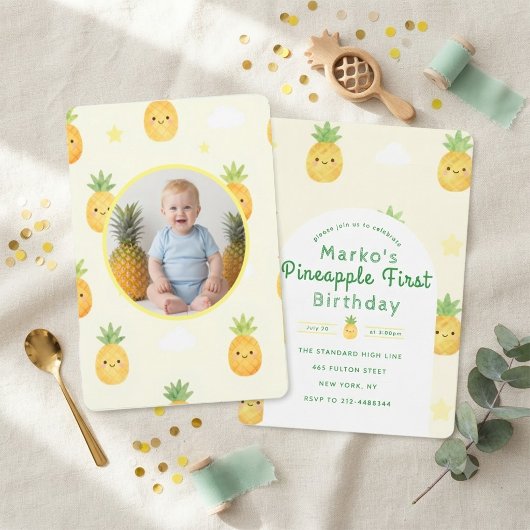 Invitation d'anniversaire avec ananas pour le prem