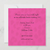 Invitation d'anniversaire avec arc rose et guépard (Dos)