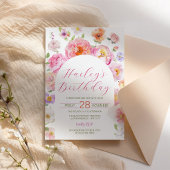 Invitation d'anniversaire avec arche florale en ca