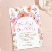 Invitation d'anniversaire avec arche florale en ca