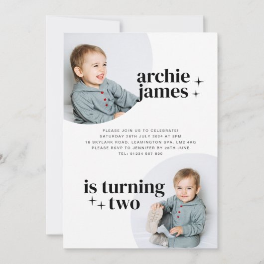 Invitation d'anniversaire avec arches (Devant)