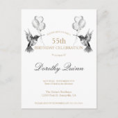 Invitation d'anniversaire avec ballon colibri en a (Devant)