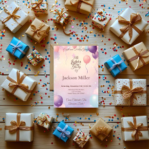 Invitation d'anniversaire avec ballon ludique et k