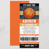 Invitation d'anniversaire avec billet de basket-ba (Devant / Derrière)