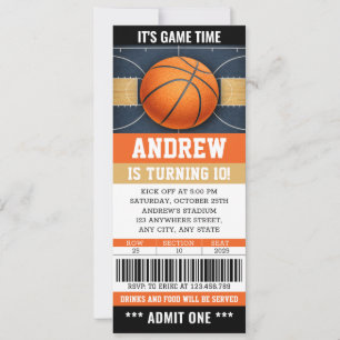 Invitation d'anniversaire avec billet de basket-ba