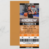 Invitation d'anniversaire avec billet de basketbal (Devant / Derrière)