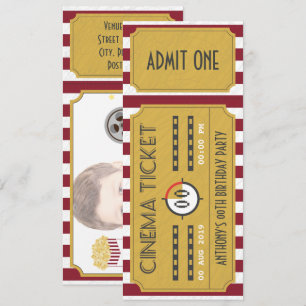 Invitation d'anniversaire avec billet de cinéma aj