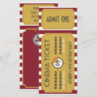 Invitation d'anniversaire avec billet de cinéma et