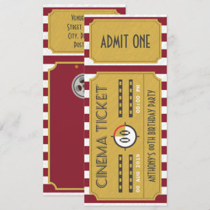 Invitation d'anniversaire avec billet de cinéma et