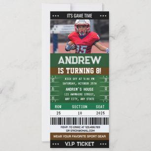 Invitation d'anniversaire avec billet de football