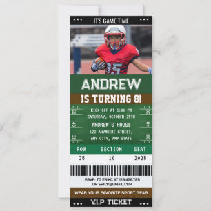 Invitation d'anniversaire avec billet de football 