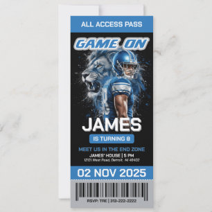 Invitation d'anniversaire avec billet de football 