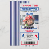 Invitation d'anniversaire avec billet de hockey gr (Devant / Derrière)