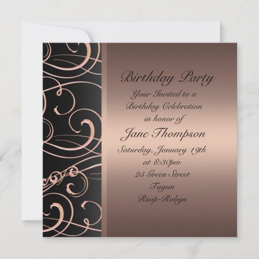 Invitation d'anniversaire avec bordure latérale to (Devant)