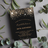 Invitation d'anniversaire avec budget noir et pail