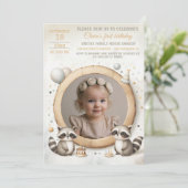 Invitation d'anniversaire avec cadre de raton lave (Debout devant)