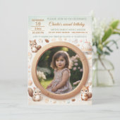 Invitation d'anniversaire avec cadre d'écureuil po (Debout devant)