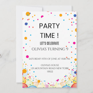 Invitation d'anniversaire avec confettis colorés m