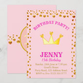 Invitation d'anniversaire avec confettis dorés et  (Devant / Derrière)