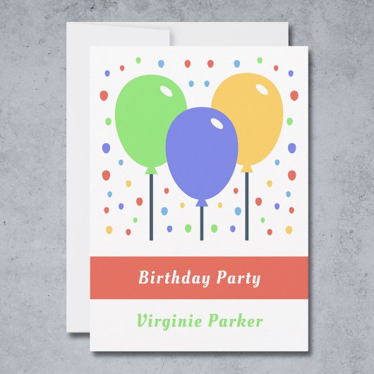 Invitation d'anniversaire avec des ballons colorés