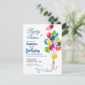 Invitation d'anniversaire avec des ballons colorés (Debout devant)
