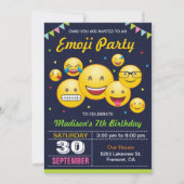Invitation d'anniversaire avec des émoticônes mign (Devant)