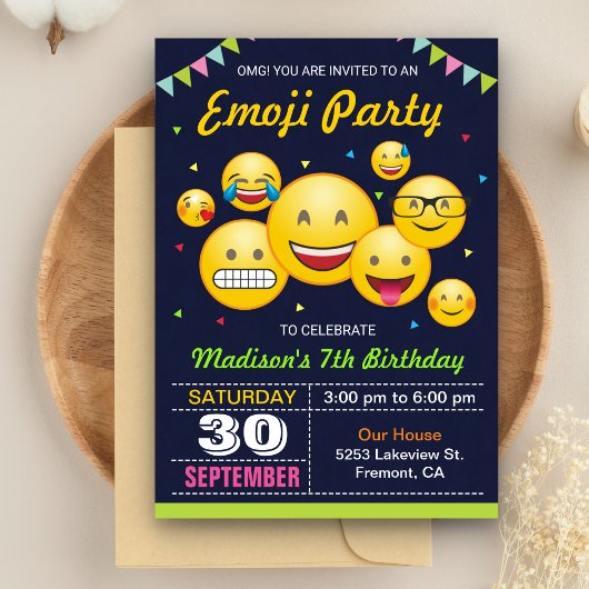 Invitation d'anniversaire avec des émoticônes mign