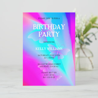 Invitation d'anniversaire avec des papillons
