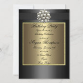 Invitation d'anniversaire avec design perle noire (Dos)