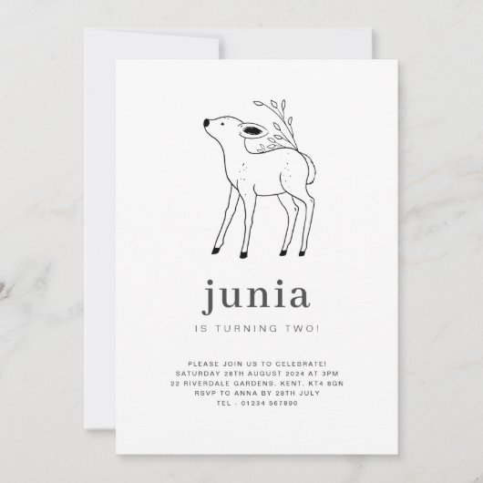 Invitation d'anniversaire avec dessin au trait de  (Devant)