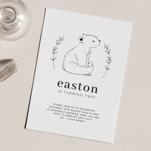 Invitation d'anniversaire avec dessin de ligne d'o