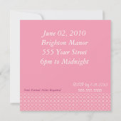 Invitation d'anniversaire avec fleurs roses carrée (Dos)