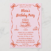 Invitation d'anniversaire avec gâteau et bordure d (Devant)