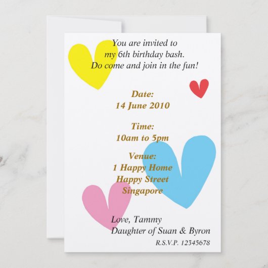 Invitation d'anniversaire avec la chèvre mignonne (Dos)