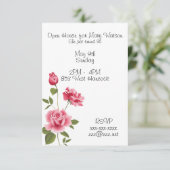 Invitation d'anniversaire avec les roses roses (Debout devant)