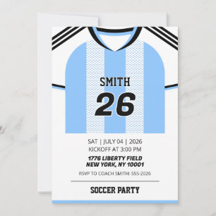 Invitation d'anniversaire avec maillot de foot per
